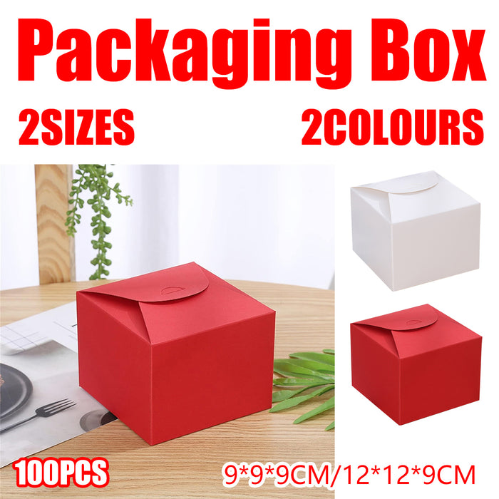 100 Pcs Square Kraft Paper Pastry Box for Cake Dessert 2 Sizes