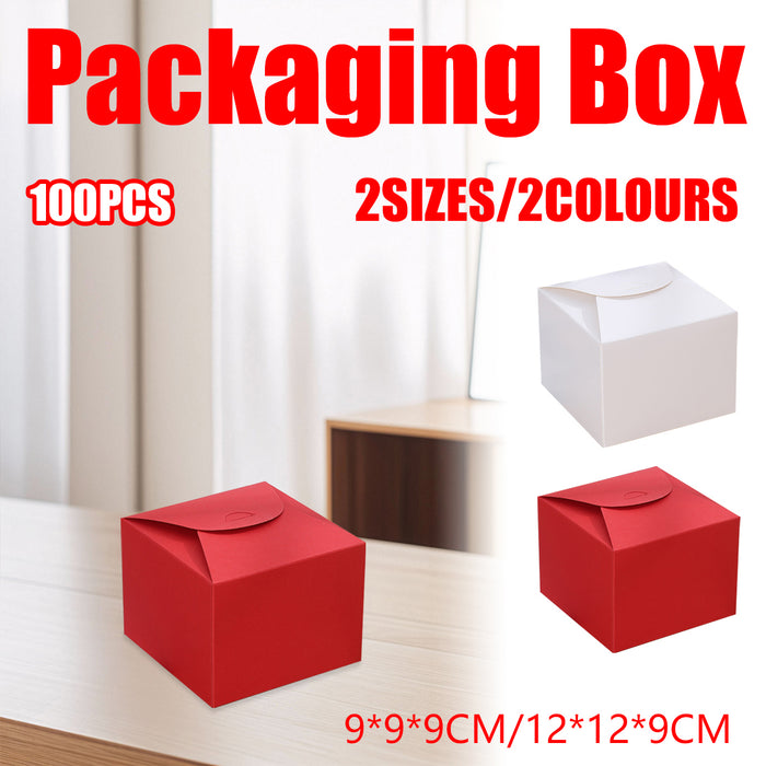 100 Pcs Square Kraft Paper Pastry Box for Cake Dessert 2 Sizes
