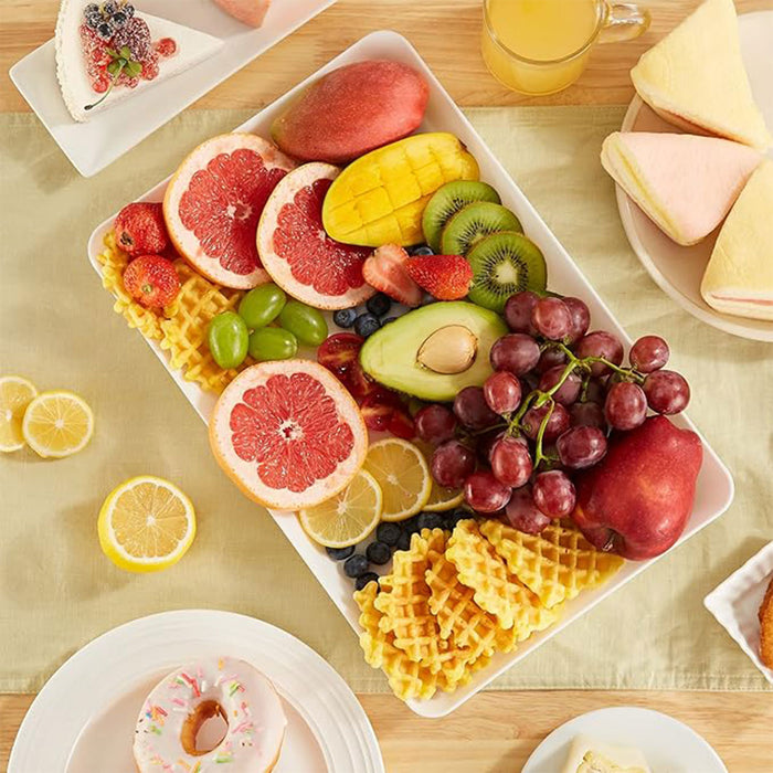 3 Pcs Rectangular White Plastic Deli Display Tray 34.8 x 24 cm
