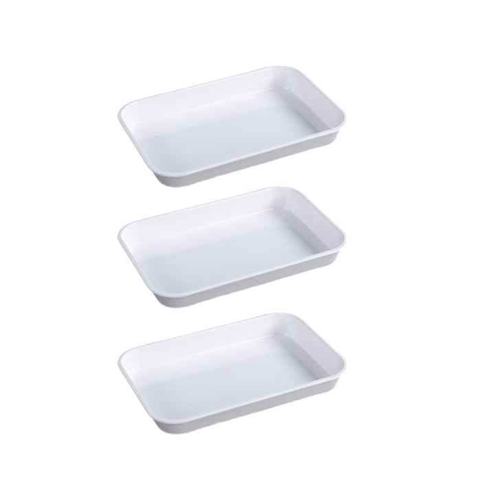 3 Pcs Rectangular White Plastic Deli Display Tray 34.8 x 24 cm