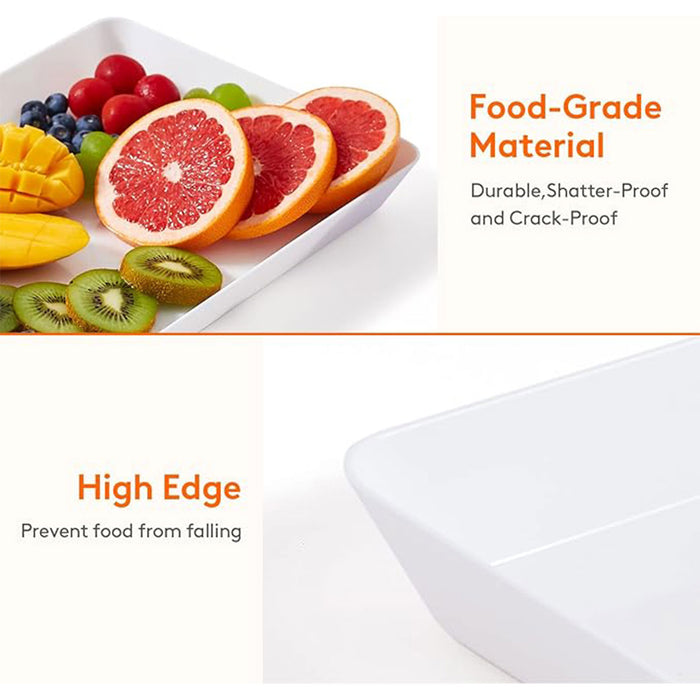 3 Pcs Rectangular White Plastic Deli Display Tray 34.8 x 24 cm