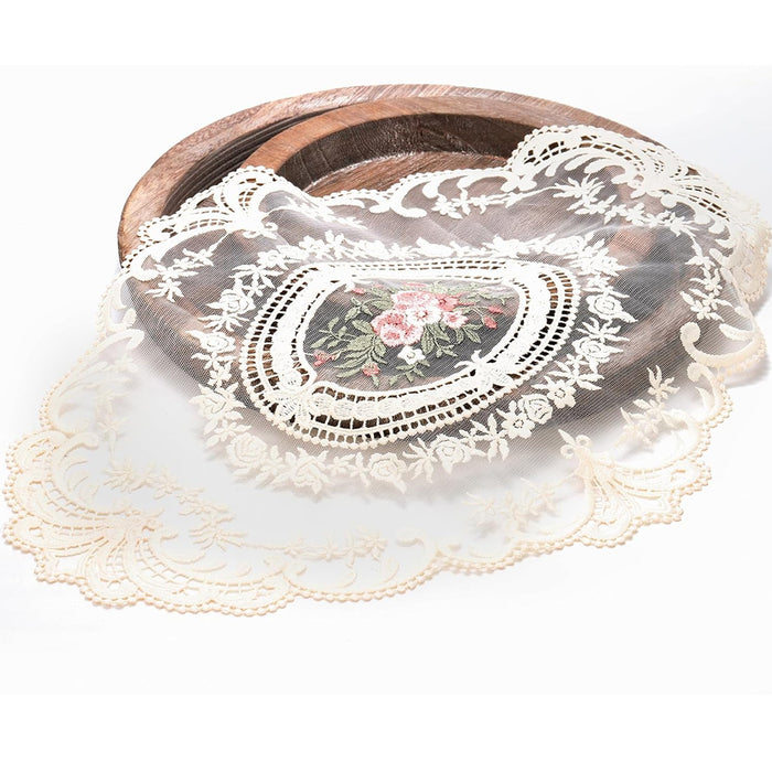 4 Pack Retro Lace Oval Placemats 31x42cm Polyester