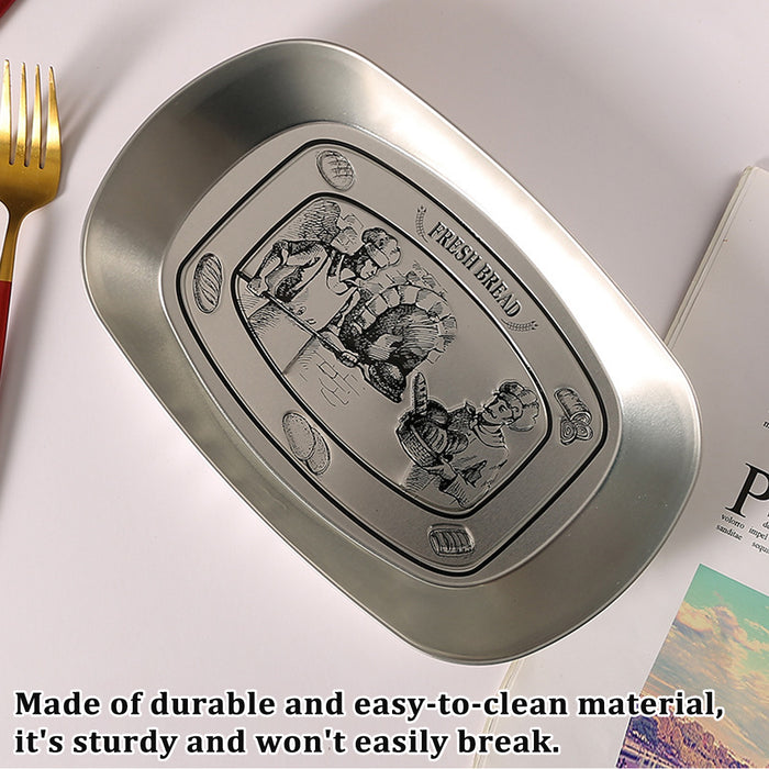 14 Pcs Vintage Tin Plates Retro Embossed Serving Tray Set 20 x 14 cm 7 Designs