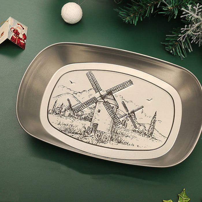 14 Pcs Vintage Tin Plates Retro Embossed Serving Tray Set 20 x 14 cm 7 Designs