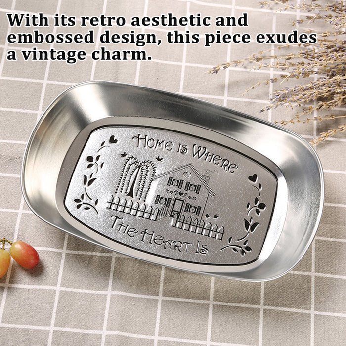 14 Pcs Vintage Tin Plates Retro Embossed Serving Tray Set 20 x 14 cm 7 Designs