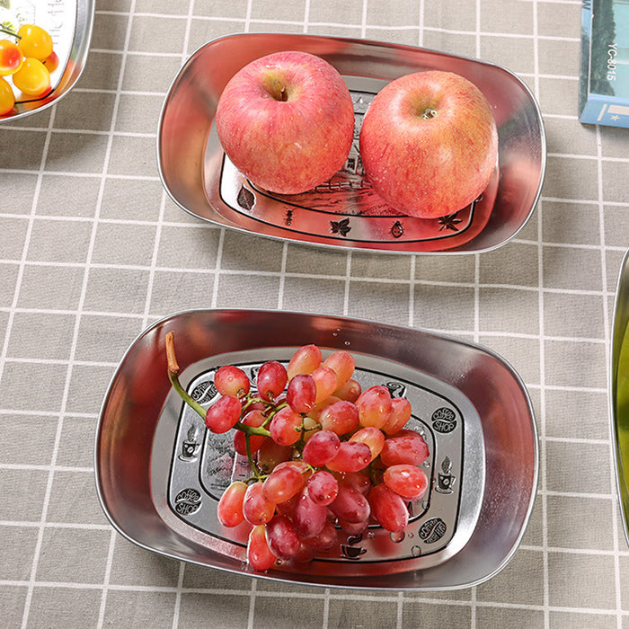 14 Pcs Vintage Tin Plates Retro Embossed Serving Tray Set 20 x 14 cm 7 Designs