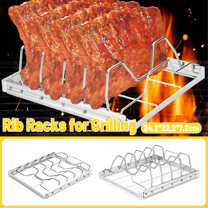 430 Stainless Steel Foldable BBQ Rib Rack Grill Net 26.6 x 22.2 cm