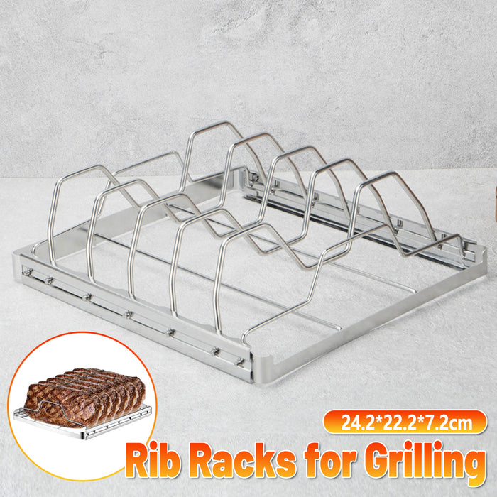 430 Stainless Steel Foldable BBQ Rib Rack Grill Net 26.6 x 22.2 cm