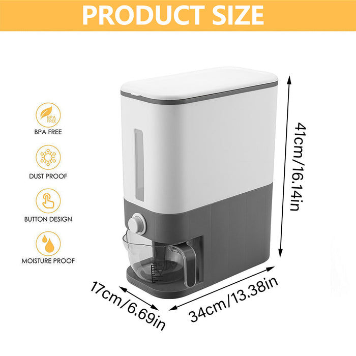12Kg Automatic Grain Dispenser Cereal Rice Storage Box Grey