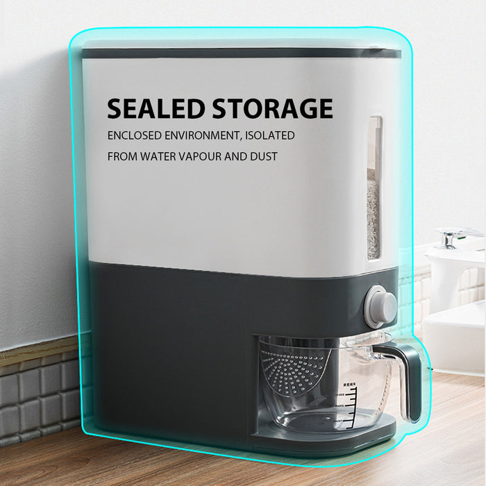 12Kg Automatic Grain Dispenser Cereal Rice Storage Box Grey