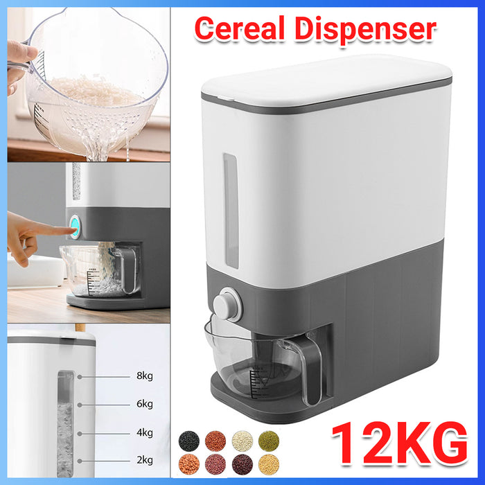 12Kg Automatic Grain Dispenser Cereal Rice Storage Box Grey