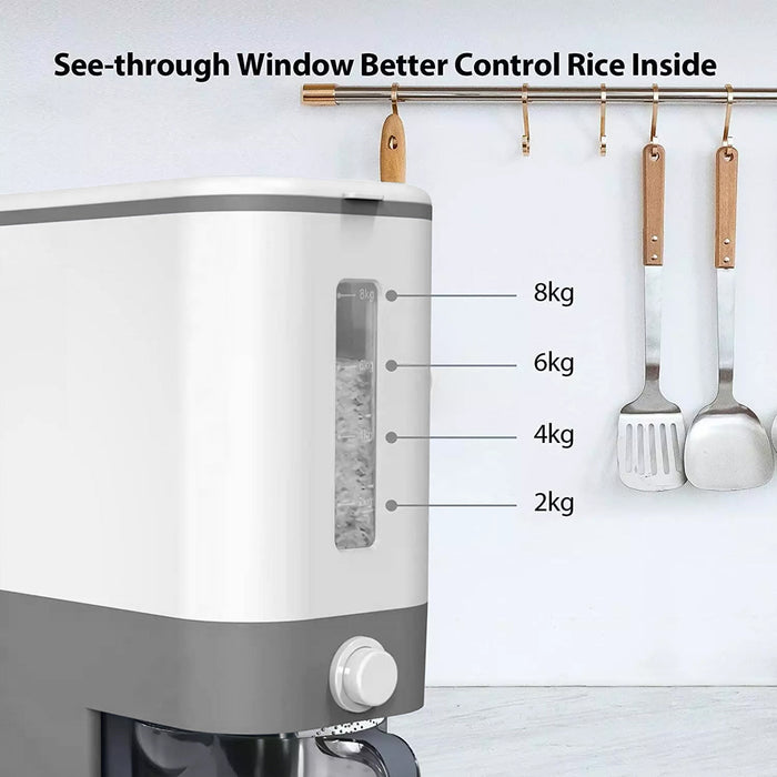 12Kg Automatic Grain Dispenser Cereal Rice Storage Box Grey