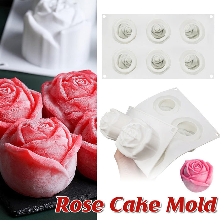 6 Cavity Rose Silicone Mould For Cakes And Chocolates
