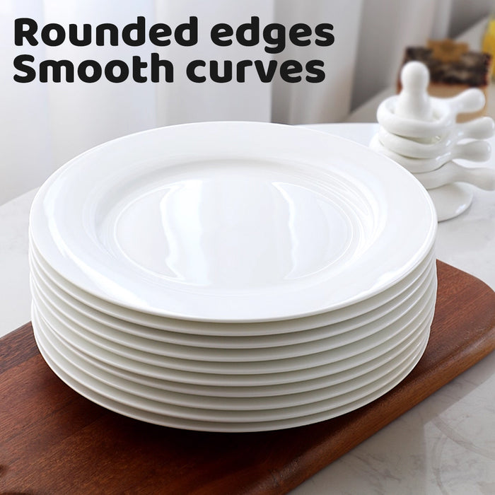 6 Pcs White Melamine Round Dinner Plates 10 Inch 254 mm Drop-Resistant