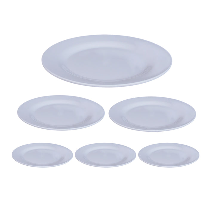6 Pcs White Melamine Round Dinner Plates 10 Inch 254 mm Drop-Resistant