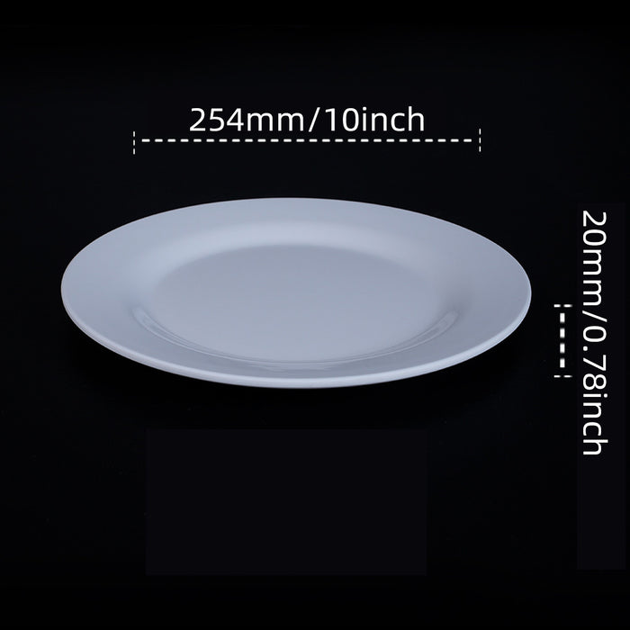 6 Pcs White Melamine Round Dinner Plates 10 Inch 254 mm Drop-Resistant