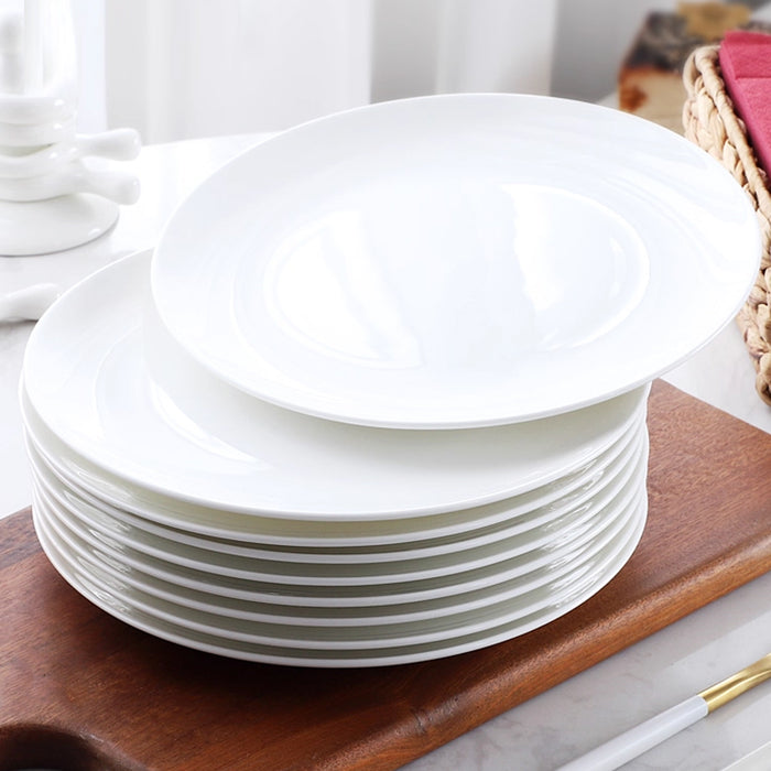 6 Pcs White Melamine Round Dinner Plates 10 Inch 254 mm Drop-Resistant