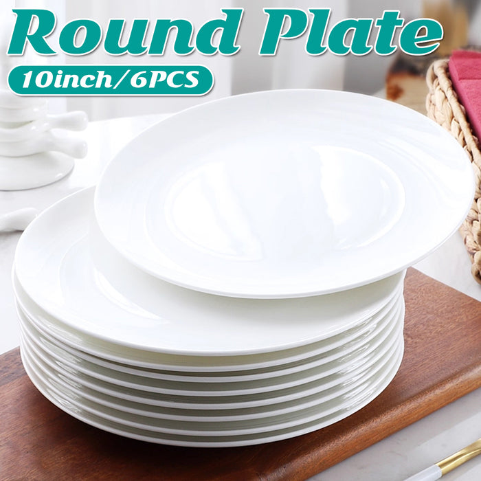 6 Pcs White Melamine Round Dinner Plates 10 Inch 254 mm Drop-Resistant