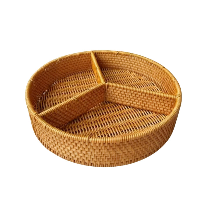 Round PP Imitation Rattan 3-Compartment Fruit Platter 30 cm