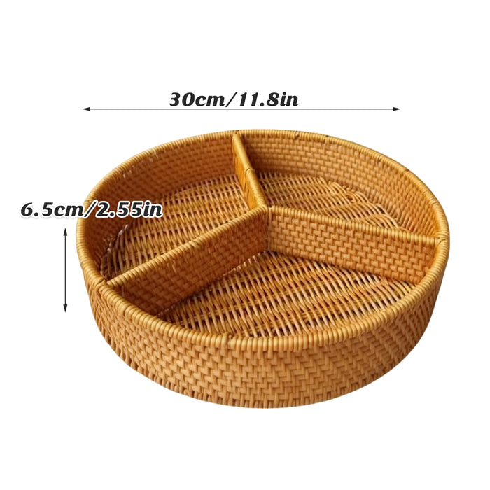 Round PP Imitation Rattan 3-Compartment Fruit Platter 30 cm