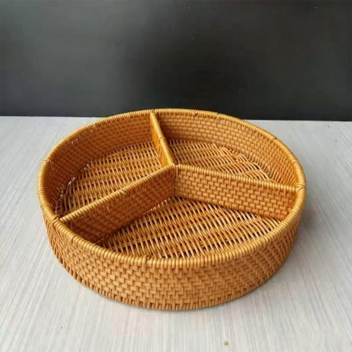 Round PP Imitation Rattan 3-Compartment Fruit Platter 30 cm