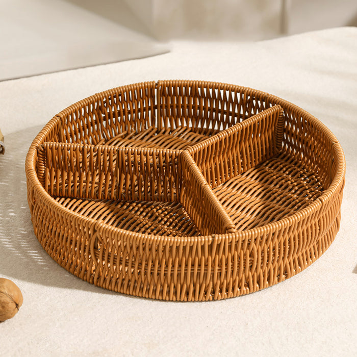 Round PP Imitation Rattan 3-Compartment Fruit Platter 30 cm