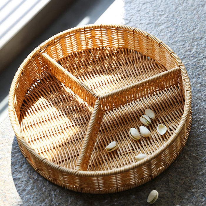 Round PP Imitation Rattan 3-Compartment Fruit Platter 30 cm