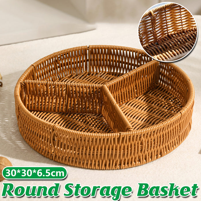 Round PP Imitation Rattan 3-Compartment Fruit Platter 30 cm