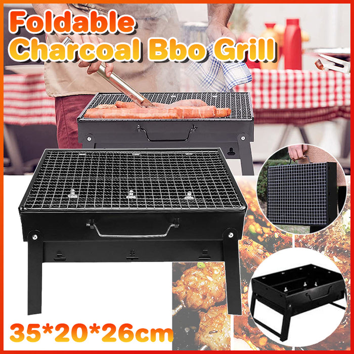 Portable Foldable Charcoal BBQ Grill Iron Steel 35 x 20 x 26 cm for Camping