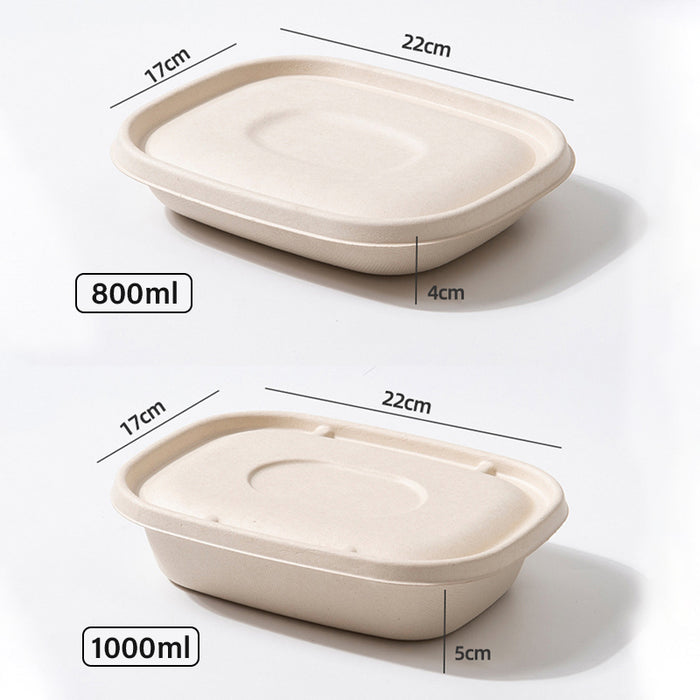 100Pcs Disposable Bagasse Takeaway Food Boxes with Lids