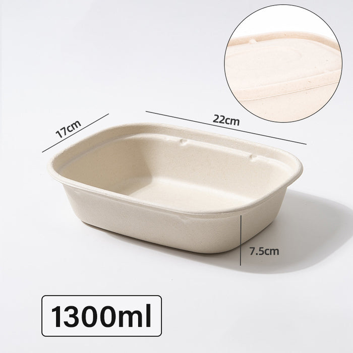 100Pcs Disposable Bagasse Takeaway Food Boxes with Lids