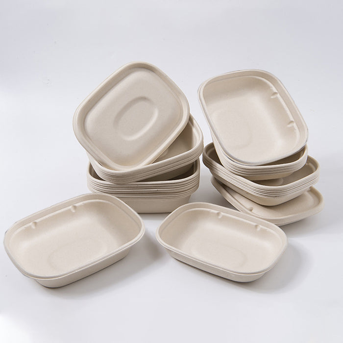 100Pcs Disposable Bagasse Takeaway Food Boxes with Lids