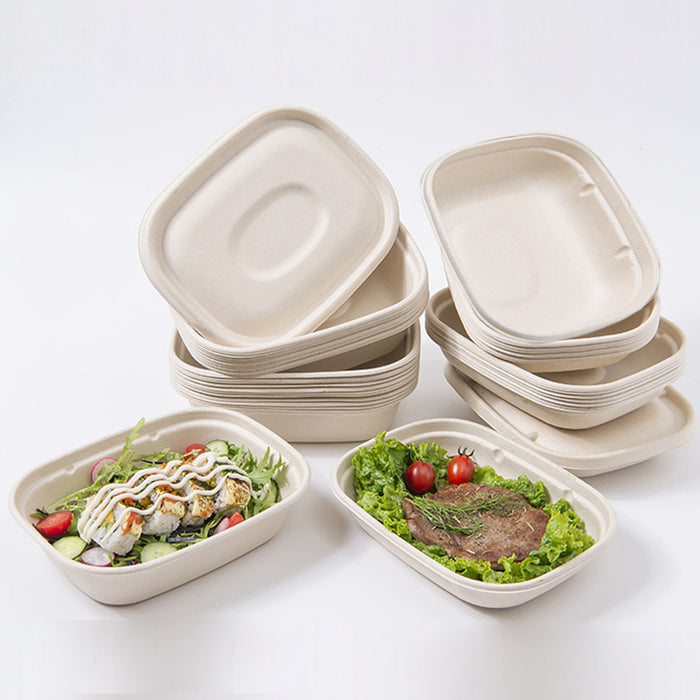 100Pcs Disposable Bagasse Takeaway Food Boxes with Lids