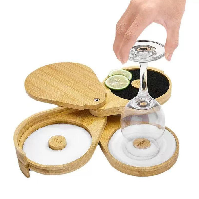 3-Tier Bamboo Salt Jar Spice Container with 360 Degree Lid