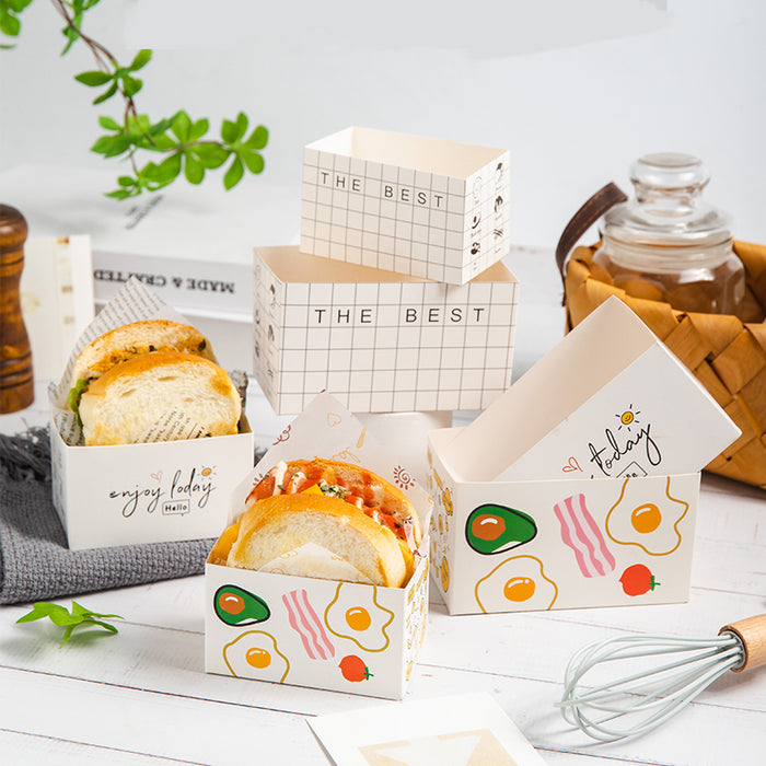 100PCS Sandwich Packaging Boxes – Food-Grade Paper Takeaway Containers