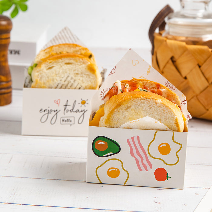 100PCS Sandwich Packaging Boxes – Food-Grade Paper Takeaway Containers