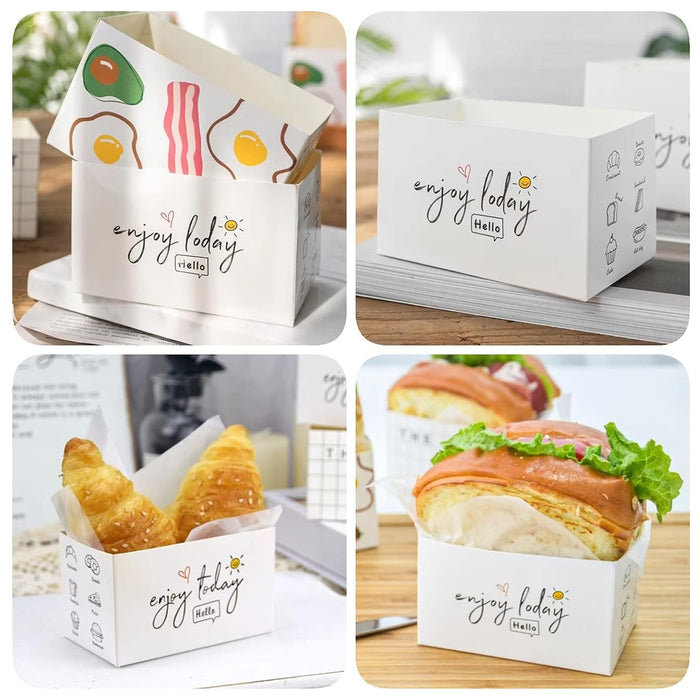 100PCS Sandwich Packaging Boxes – Food-Grade Paper Takeaway Containers