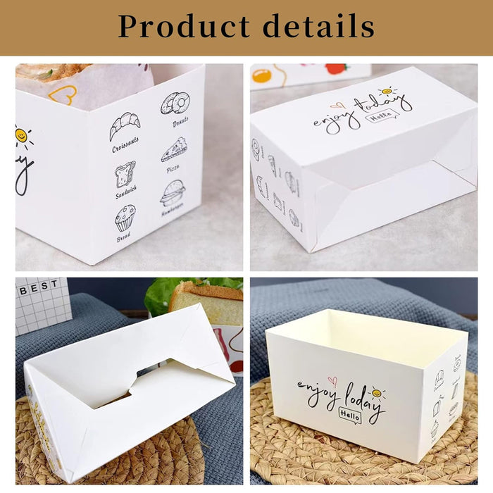 100PCS Sandwich Packaging Boxes – Food-Grade Paper Takeaway Containers
