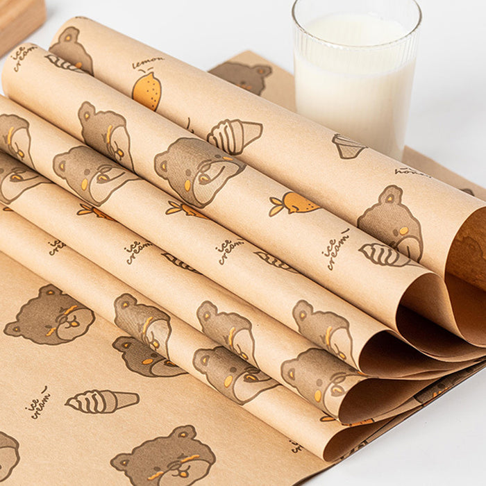 100Pcs Grease-Proof Sandwich Wrappers Oil Blotting Coated Paper 5 Styles