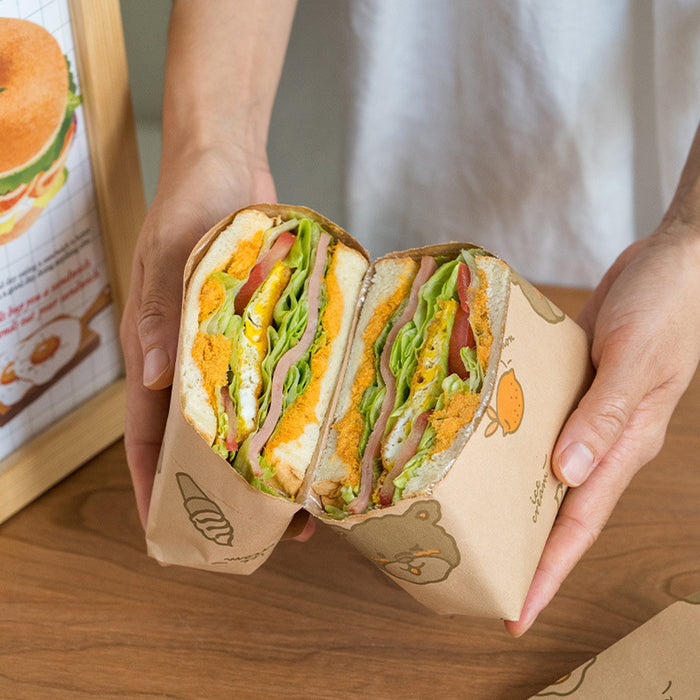 100Pcs Grease-Proof Sandwich Wrappers Oil Blotting Coated Paper 5 Styles