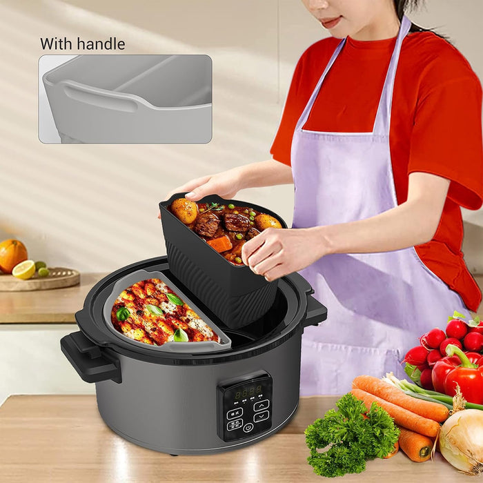 2 Pcs Slow Cooker Liner Dividers Food Grade Silicone Non Stick