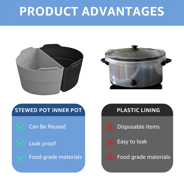 2 Pcs Slow Cooker Liner Dividers Food Grade Silicone Non Stick