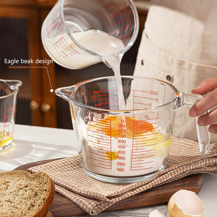 1 Pc Glass Measuring Cup 1000ml Double Scale Soda Lime Glass
