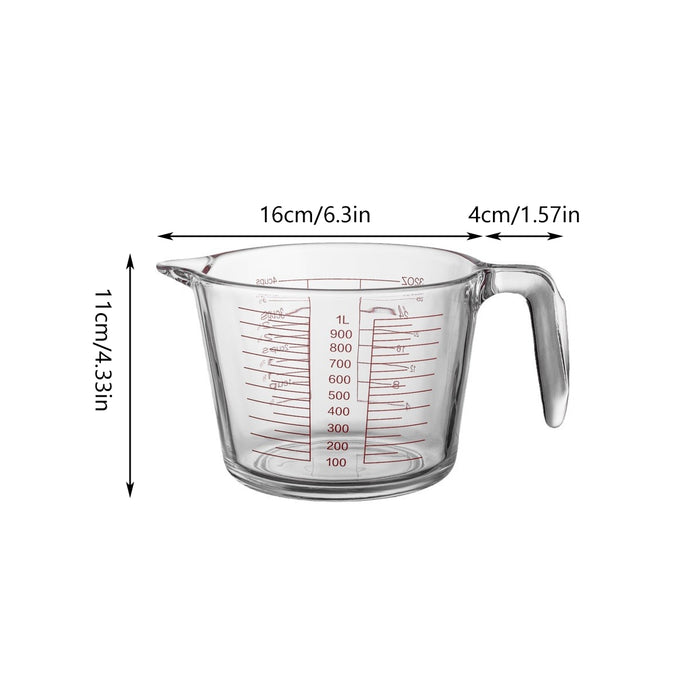 1 Pc Glass Measuring Cup 1000ml Double Scale Soda Lime Glass