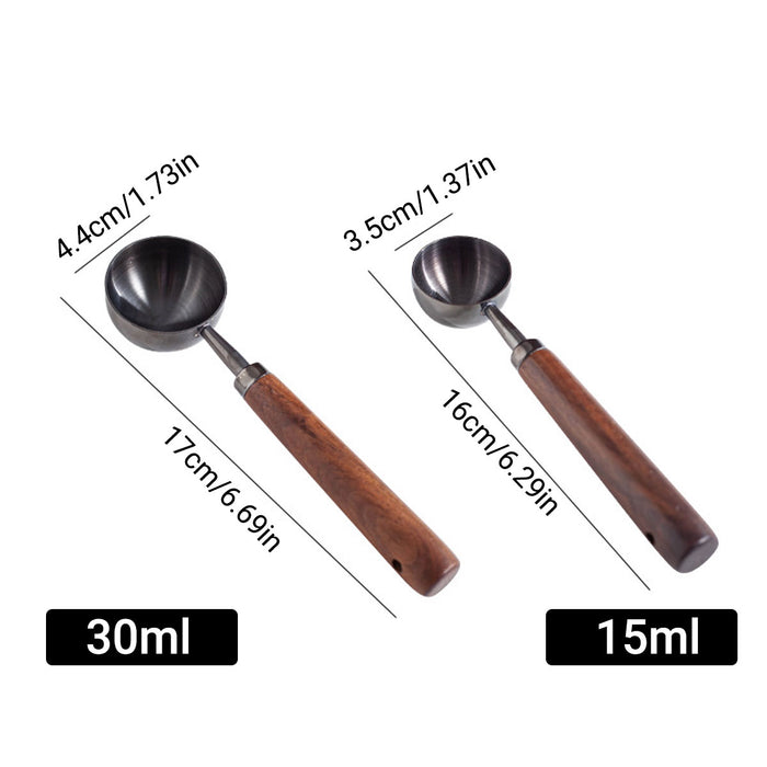 2 Pcs Coffee Measuring Spoons Walnut Handle 15ml 30ml