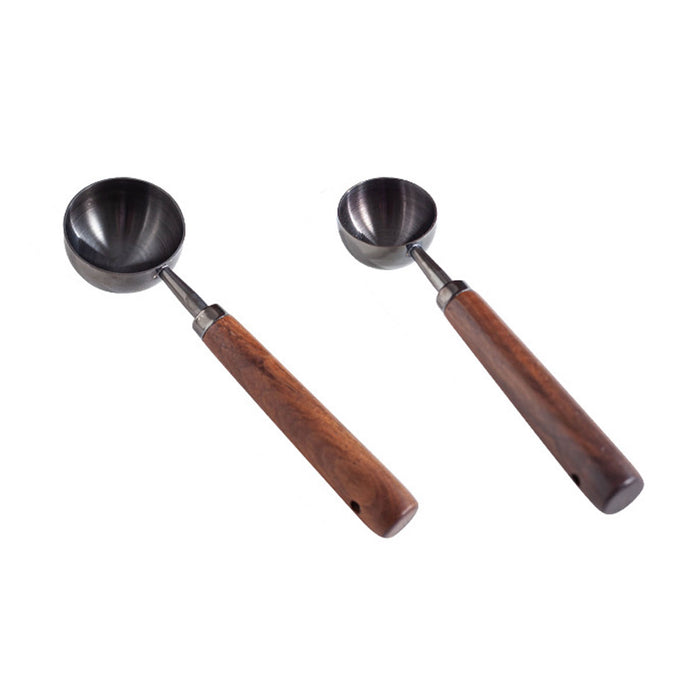 2 Pcs Coffee Measuring Spoons Walnut Handle 15ml 30ml
