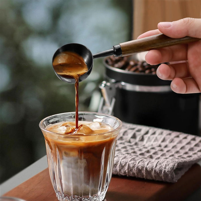 2 Pcs Coffee Measuring Spoons Walnut Handle 15ml 30ml