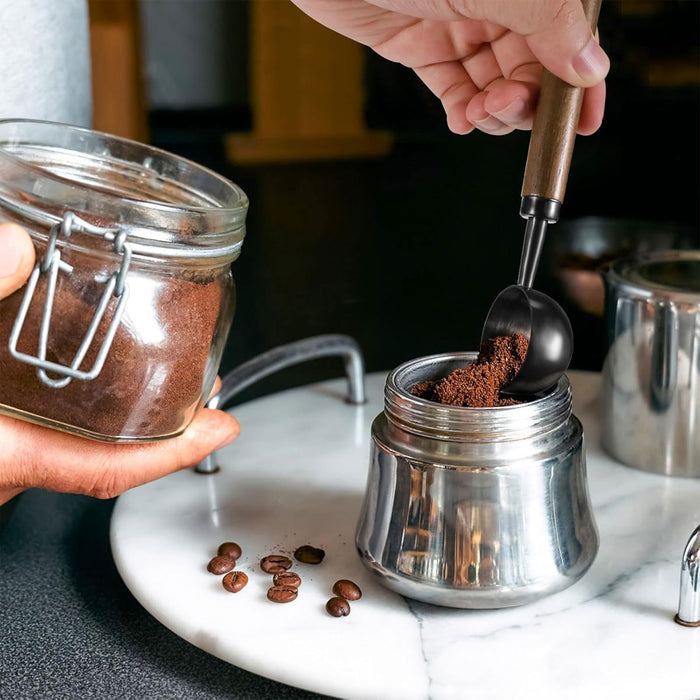 2 Pcs Coffee Measuring Spoons Walnut Handle 15ml 30ml