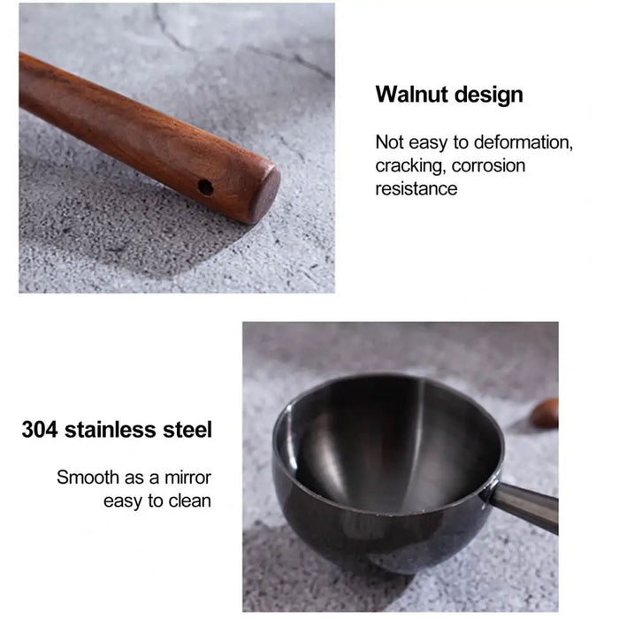 2 Pcs Coffee Measuring Spoons Walnut Handle 15ml 30ml