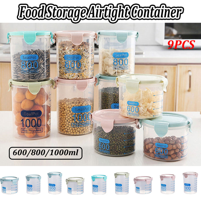 9 Pcs Airtight Food Storage Jars with Snap-Seal Lids